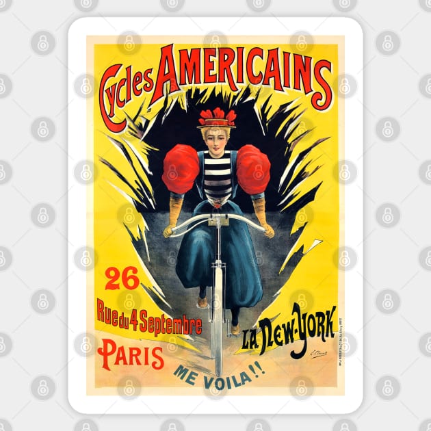 Vintage French Advertising - bicycle Sticker by CozyCanvas